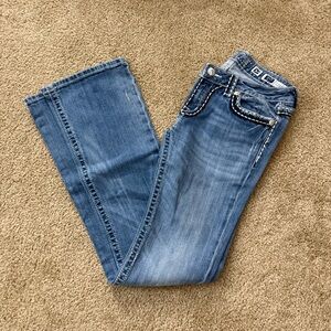 Miss Me Blue Boot Cut Jeans with Embellished Pockets